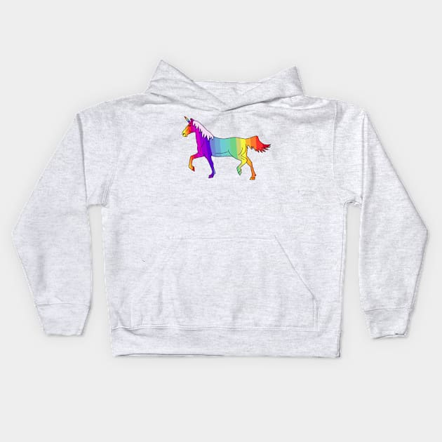 Cute Rainbow Colorful Unicorn Kids Hoodie by OneLook